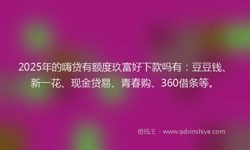 2025年的嗨贷有额度玖富好下款吗有：豆豆钱、新一花、现金贷易、青春购、360借条等。