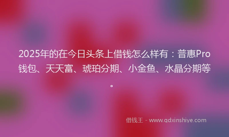 2025年的在今日头条上借钱怎么样有：普惠Pro钱包、天天富、琥珀分期、小金鱼、水晶分期等。