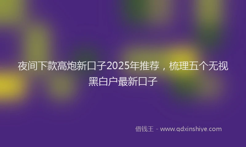 夜间下款高炮新口子2025年推荐，梳理五个无视黑白户最新口子