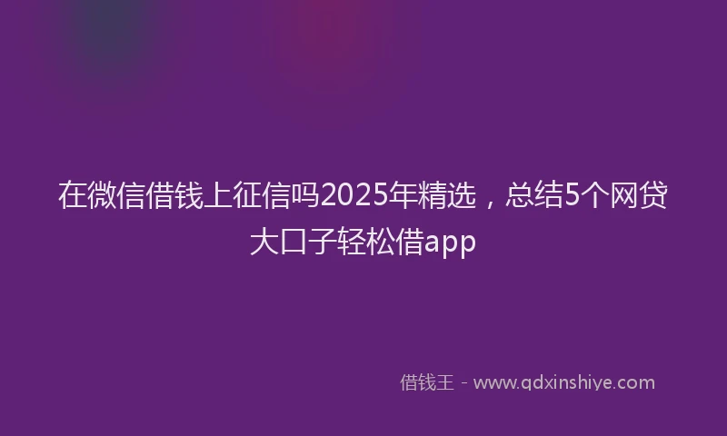 在微信借钱上征信吗2025年精选，总结5个网贷大口子轻松借app