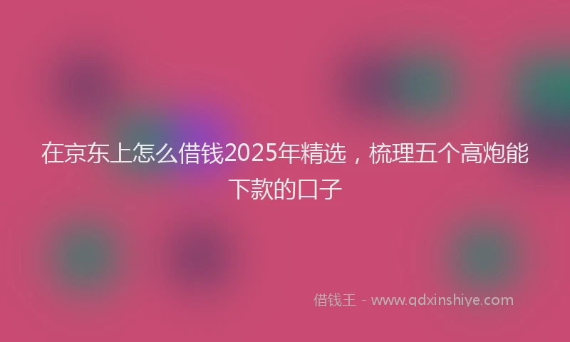 在京东上怎么借钱2025年精选，梳理五个高炮能下款的口子