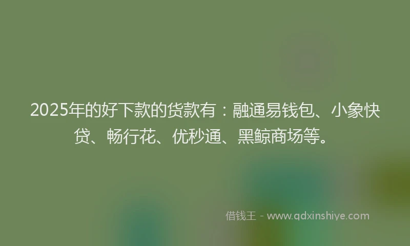 2025年的好下款的货款有：融通易钱包、小象快贷、畅行花、优秒通、黑鲸商场等。