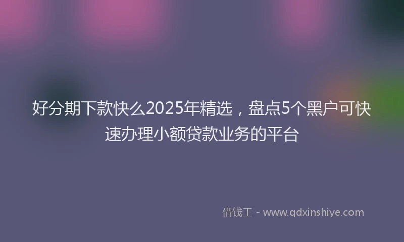 好分期下款快么2025年精选，盘点5个黑户可快速办理小额贷款业务的平台