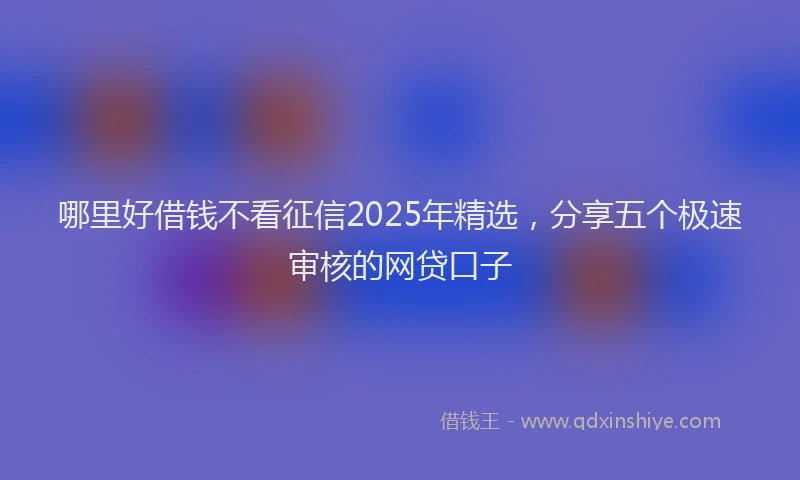 哪里好借钱不看征信2025年精选，分享五个极速审核的网贷口子