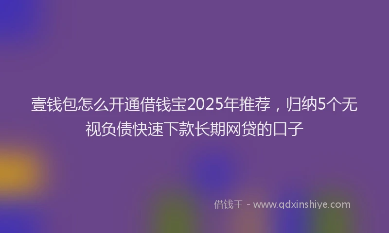 壹钱包怎么开通借钱宝2025年推荐，归纳5个无视负债快速下款长期网贷的口子