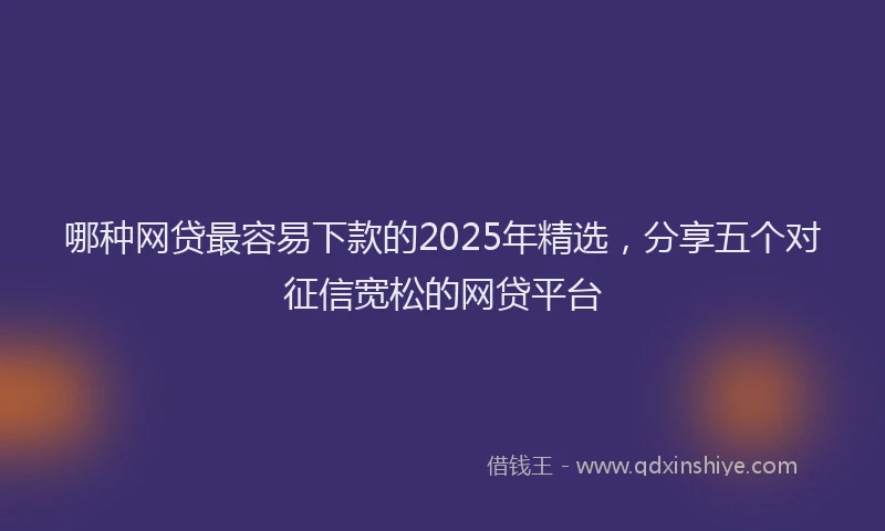 哪种网贷最容易下款的2025年精选，分享五个对征信宽松的网贷平台