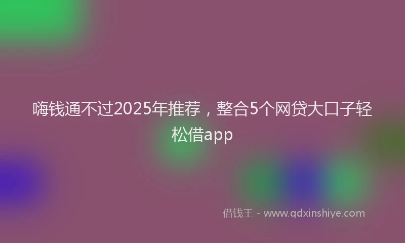 嗨钱通不过2025年推荐，整合5个网贷大口子轻松借app