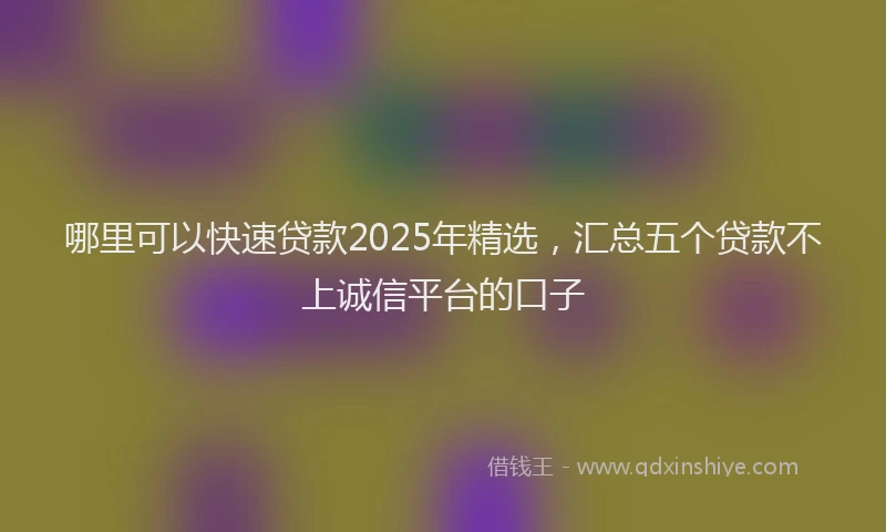 哪里可以快速贷款2025年精选，汇总五个贷款不上诚信平台的口子