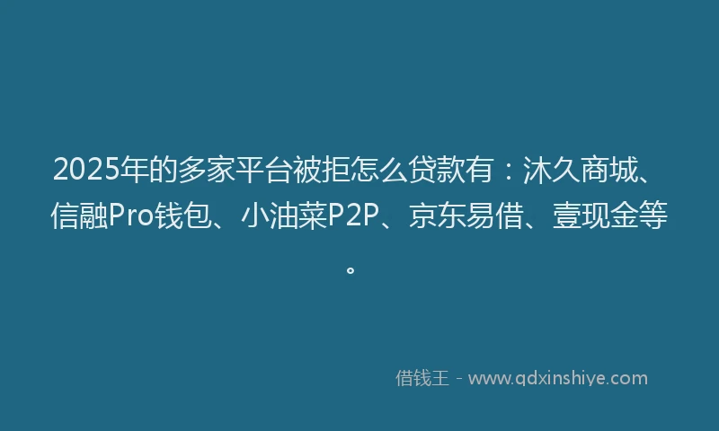 2025年的多家平台被拒怎么贷款有：沐久商城、信融Pro钱包、小油菜P2P、京东易借、壹现金等。