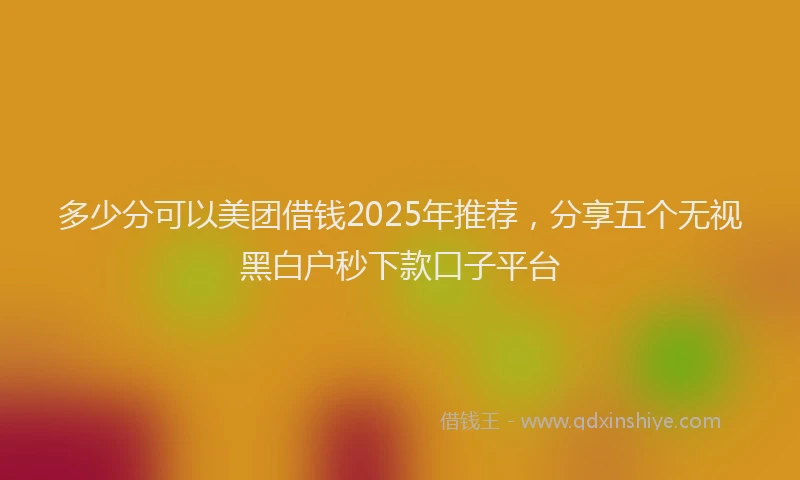 多少分可以美团借钱2025年推荐，分享五个无视黑白户秒下款口子平台