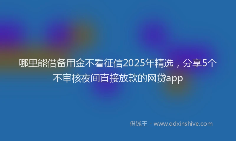 哪里能借备用金不看征信2025年精选，分享5个不审核夜间直接放款的网贷app