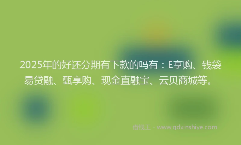 2025年的好还分期有下款的吗有：E享购、钱袋易贷融、甄享购、现金直融宝、云贝商城等。