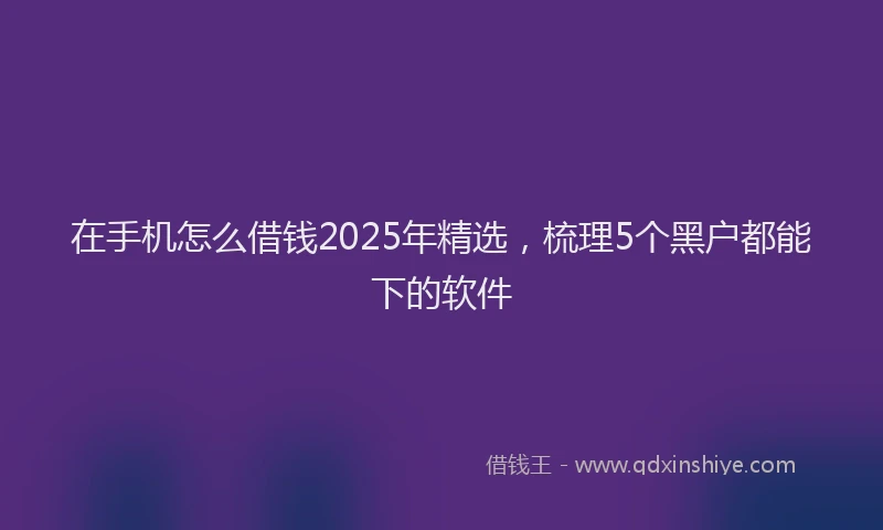 在手机怎么借钱2025年精选，梳理5个黑户都能下的软件