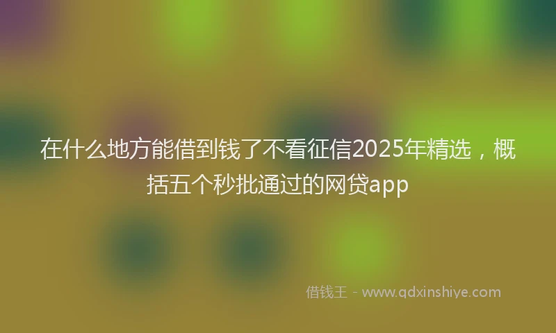 在什么地方能借到钱了不看征信2025年精选，概括五个秒批通过的网贷app