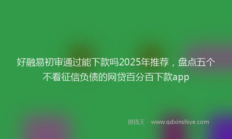 好融易初审通过能下款吗2025年推荐，盘点五个不看征信负债的网贷百分百下款app