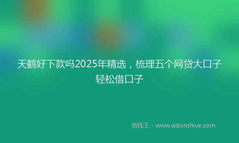 天鹤好下款吗2025年精选，梳理五个网贷大口子轻松借口子