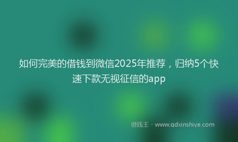 如何完美的借钱到微信2025年推荐，归纳5个快速下款无视征信的app