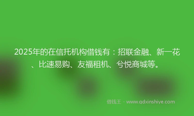 2025年的在信托机构借钱有：招联金融、新一花、比速易购、友福租机、兮悦商城等。