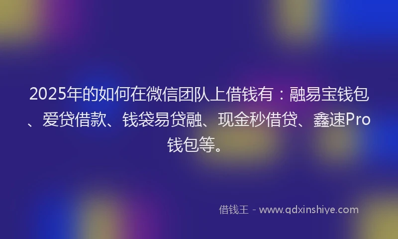 2025年的如何在微信团队上借钱有：融易宝钱包、爱贷借款、钱袋易贷融、现金秒借贷、鑫速Pro钱包等。