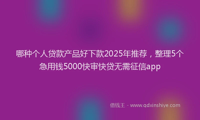 哪种个人贷款产品好下款2025年推荐，整理5个急用钱5000快审快贷无需征信app