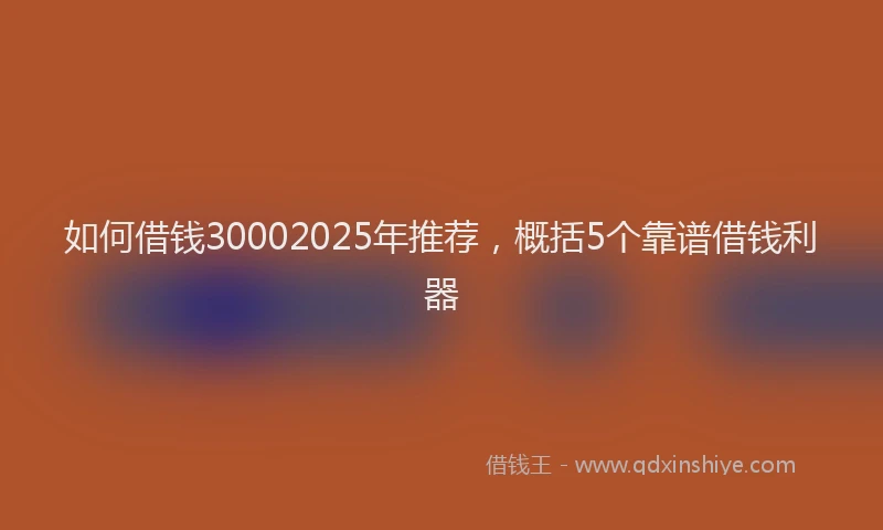如何借钱30002025年推荐，概括5个靠谱借钱利器