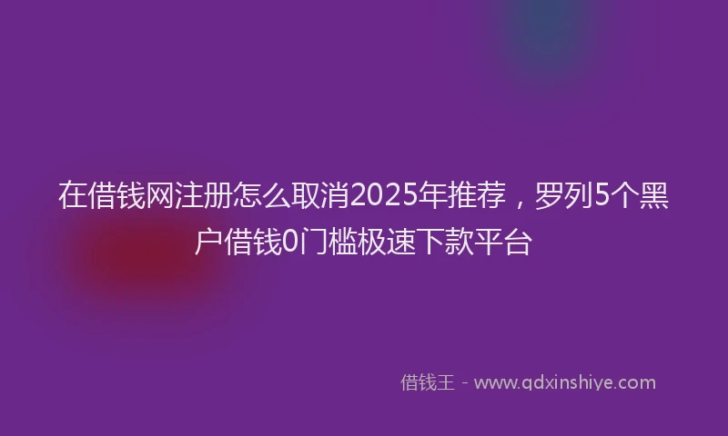 在借钱网注册怎么取消2025年推荐，罗列5个黑户借钱0门槛极速下款平台