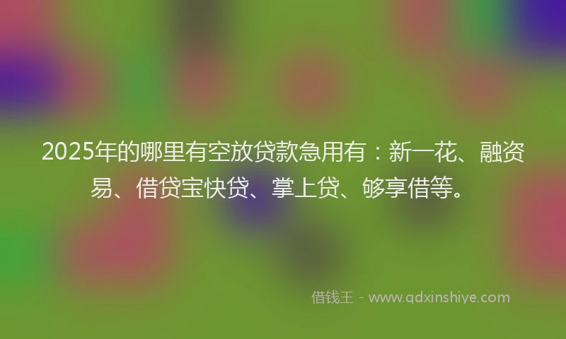 2025年的哪里有空放贷款急用有：新一花、融资易、借贷宝快贷、掌上贷、够享借等。