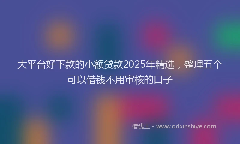 大平台好下款的小额贷款2025年精选，整理五个可以借钱不用审核的口子