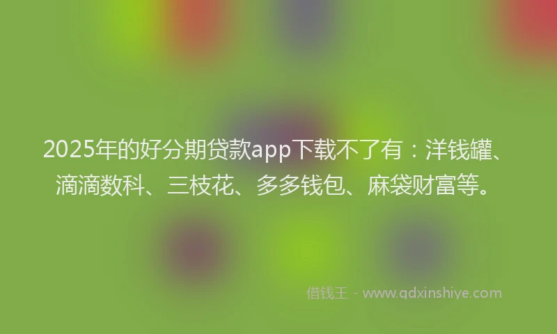 2025年的好分期贷款app下载不了有：洋钱罐、滴滴数科、三枝花、多多钱包、麻袋财富等。