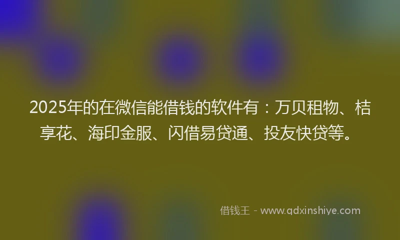 2025年的在微信能借钱的软件有：万贝租物、桔享花、海印金服、闪借易贷通、投友快贷等。