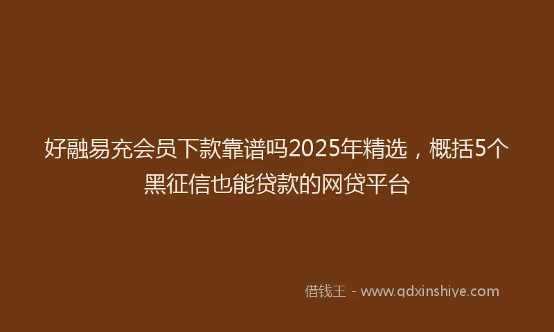 好融易充会员下款靠谱吗2025年精选，概括5个黑征信也能贷款的网贷平台
