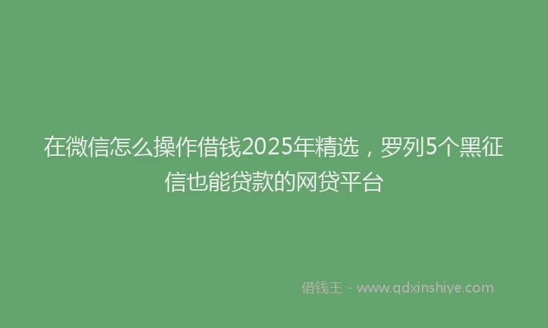 在微信怎么操作借钱2025年精选，罗列5个黑征信也能贷款的网贷平台