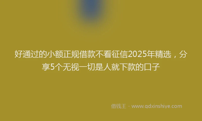 好通过的小额正规借款不看征信2025年精选，分享5个无视一切是人就下款的口子