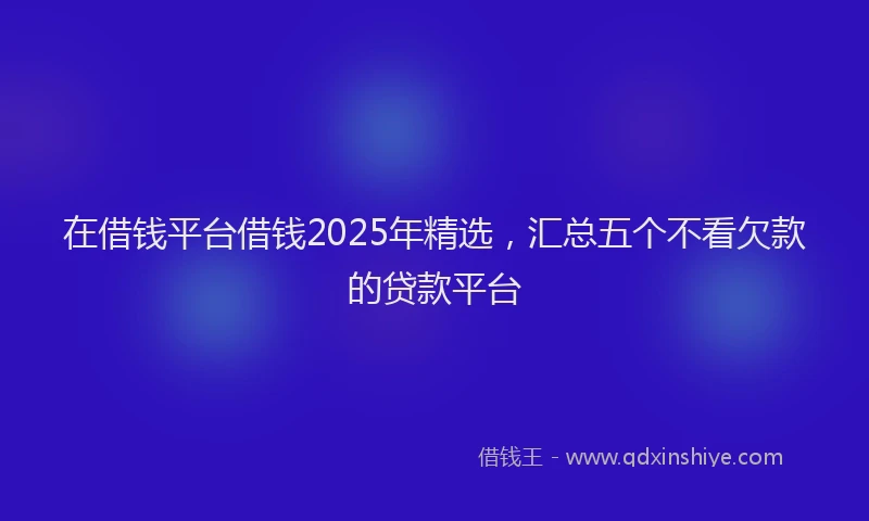 在借钱平台借钱2025年精选，汇总五个不看欠款的贷款平台