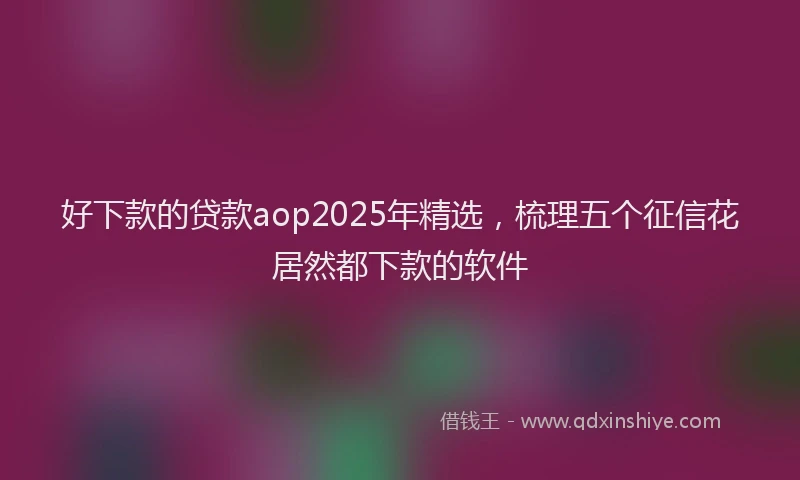 好下款的贷款aop2025年精选，梳理五个征信花居然都下款的软件
