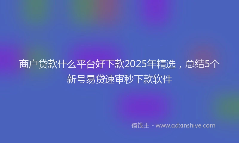 商户贷款什么平台好下款2025年精选，总结5个新号易贷速审秒下款软件