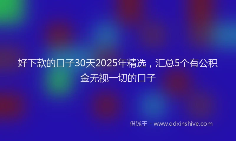 好下款的口子30天2025年精选，汇总5个有公积金无视一切的口子