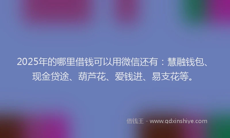 2025年的哪里借钱可以用微信还有：慧融钱包、现金贷途、葫芦花、爱钱进、易支花等。