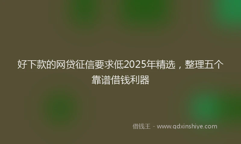 好下款的网贷征信要求低2025年精选，整理五个靠谱借钱利器
