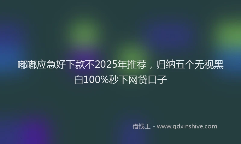 嘟嘟应急好下款不2025年推荐，归纳五个无视黑白100%秒下网贷口子