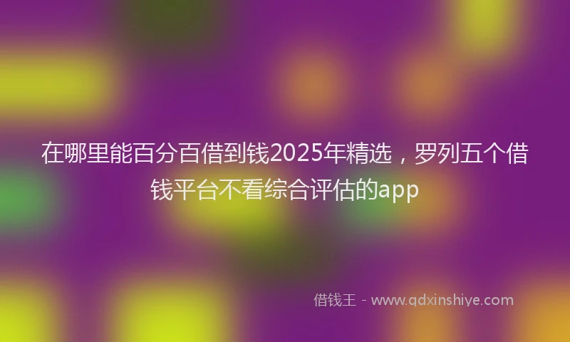 在哪里能百分百借到钱2025年精选，罗列五个借钱平台不看综合评估的app