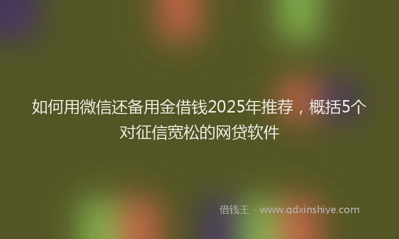 如何用微信还备用金借钱2025年推荐，概括5个对征信宽松的网贷软件