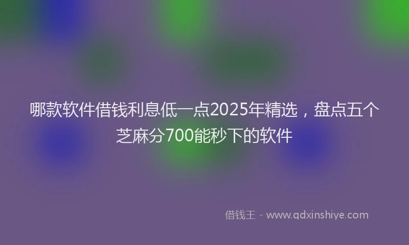 哪款软件借钱利息低一点2025年精选，盘点五个芝麻分700能秒下的软件