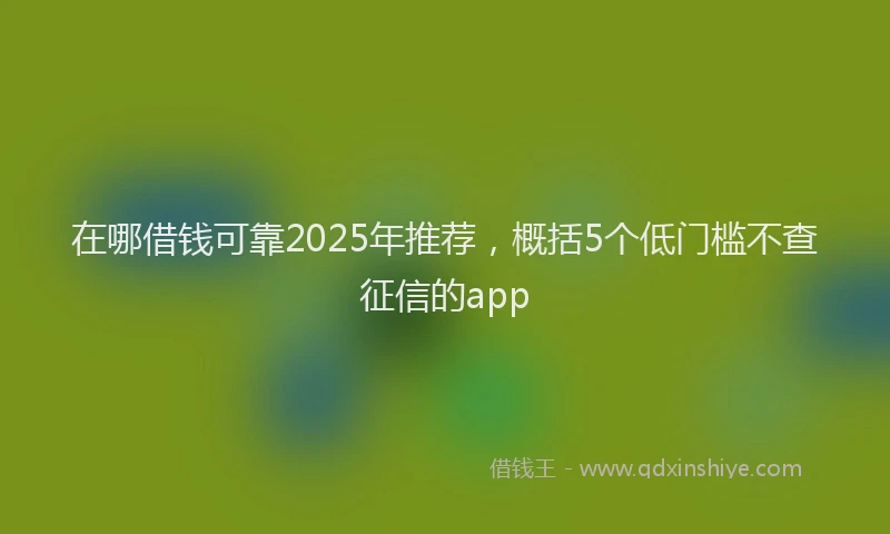 在哪借钱可靠2025年推荐，概括5个低门槛不查征信的app