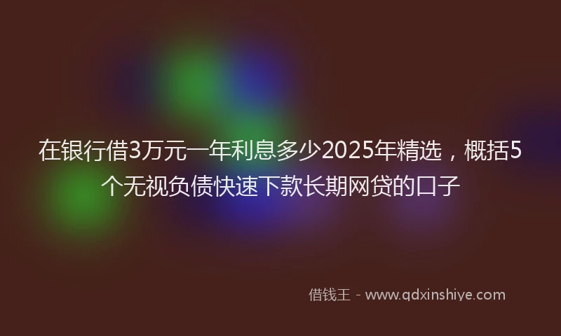 在银行借3万元一年利息多少2025年精选，概括5个无视负债快速下款长期网贷的口子