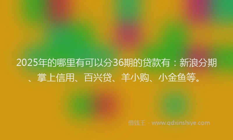 2025年的哪里有可以分36期的贷款有：新浪分期、掌上信用、百兴贷、羊小购、小金鱼等。