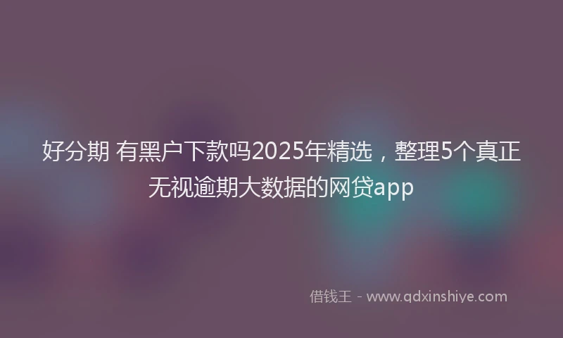 好分期 有黑户下款吗2025年精选，整理5个真正无视逾期大数据的网贷app