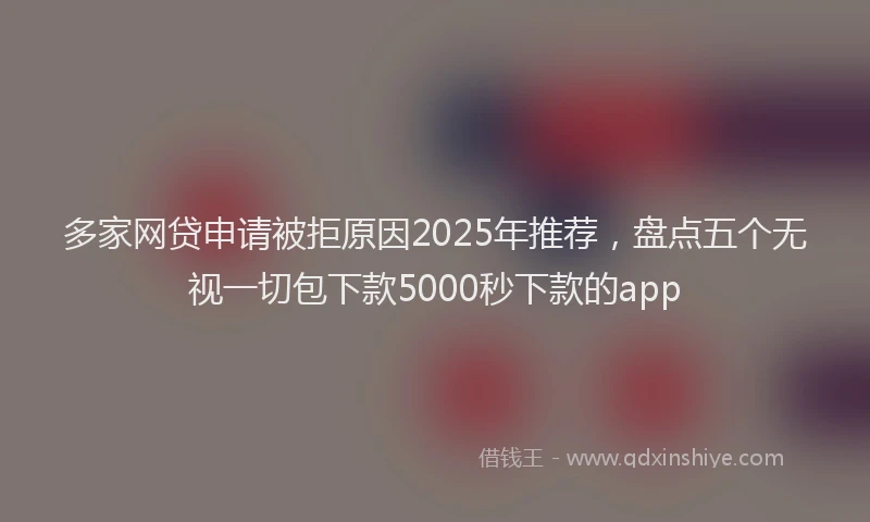 多家网贷申请被拒原因2025年推荐，盘点五个无视一切包下款5000秒下款的app