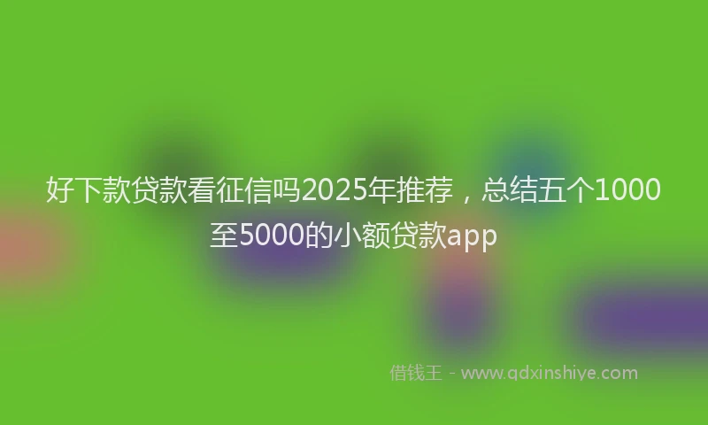 好下款贷款看征信吗2025年推荐，总结五个1000至5000的小额贷款app