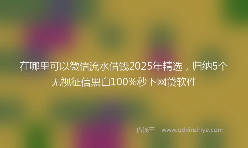 在哪里可以微信流水借钱2025年精选，归纳5个无视征信黑白100%秒下网贷软件